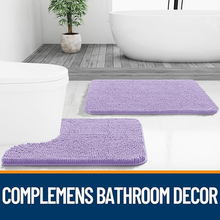 OLANLY Bathroom Rugs 70x24, Extra Soft Absorbent Chenille Bath Rugs, Rubber Backing Quick Dry, Machine Washable Bath Mats for Bathroom Floor, Tub and Shower, Home Decor Accessories, Lavender
