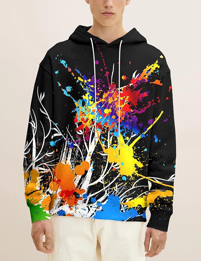 Yasswete Unisex Adults 3D Printed Fashion Hoodies for Men Women Pullover Novelty Sweatshirts with Big Pockets