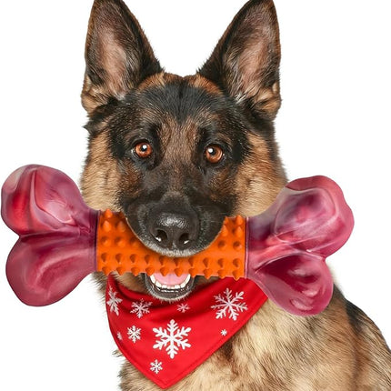 Apasiri Dog Toys for Aggressive Chewers Peanut Butter Flavored, 8" Tough Dog Chew Bone, Nylon & Rubber Chew Toy, Dog Bone Toy for Large Medium Breed 20-80lbs