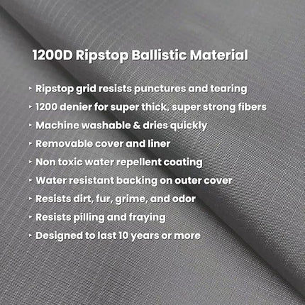 K9 Ballistics Tough Rectangle Pillow XL Dog Bed - Removable Cover, Washable, Durable & Water Resistant Dog Bed Made for X-Large Dogs 54"x38", Blue Quartz