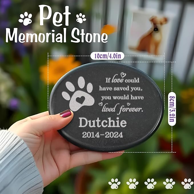Pet Memorial Stones Personalized, Pet Sympathy Gifts, Pet Lost Gifts, Dog Memorial Gifts for Loss of Dog, in Memory of Pet Gifts, Pet Remembrance Gift, Pet Grave Markers