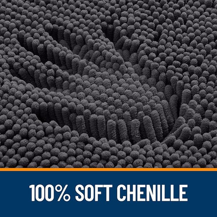 OLANLY Bathroom Rugs 47x24, Extra Soft Absorbent Chenille Bath Rugs, Rubber Backing Quick Dry, Machine Washable Bath Mats for Bathroom Floor, Tub and Shower, Home Decor Accessories, Dark Grey
