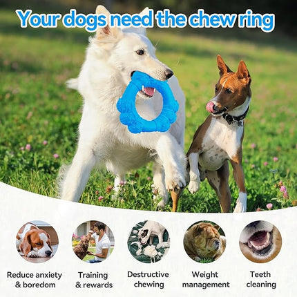 Indestructible Dog Chew Ring Toys for Aggressive Chewers, Super Chewer Toy for Medium Large Dogs, Puppy Teething Rings for Relax, Interactive Dogs Toy, Heavy Duty Dog Teething Toys
