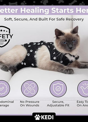 Cat Onesie for After Surgery Care - Breathable Male Female Post Surgical Recovery Suit Vest for Cats with Abdominal Wounds or Skin Issues - Soft Washable Protective Medical Clothing for Pets