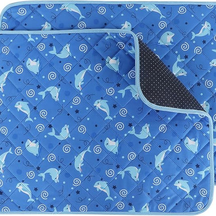IEUUMLER Washable Pee Pads for Dogs, 2 Pack Non-Slip & Waterproof Pack Whelping Pad, Reusable Washable Puppy Potty Training Pad with Fast Absorbent for Playpen EU007 (Dolphin, 30"X20"-2pcs)