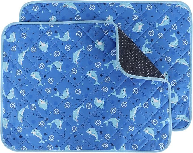 IEUUMLER Washable Pee Pads for Dogs, 2 Pack Non-Slip & Waterproof Pack Whelping Pad, Reusable Washable Puppy Potty Training Pad with Fast Absorbent for Playpen EU007 (Dolphin, 30"X20"-2pcs)