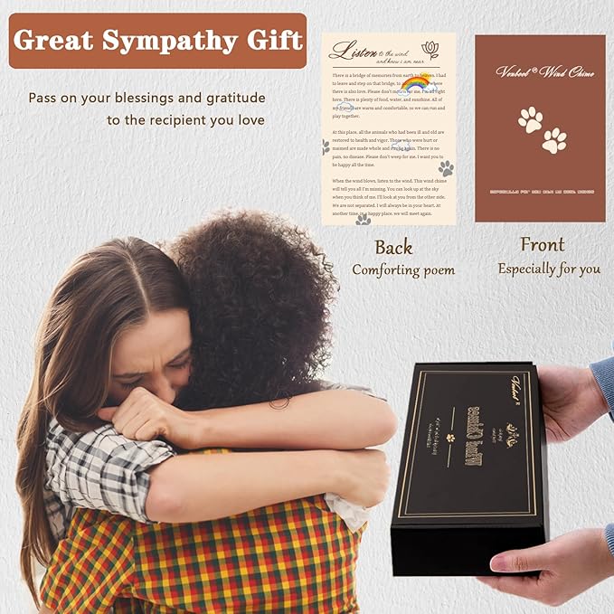 Dog Memorial Gifts for Loss of Dog, 28" Pet Memorial Wind Chime, Golden Paw Pendant Pet Loss Gifts, Dog Sympathy Bereavement Remembrance Gift