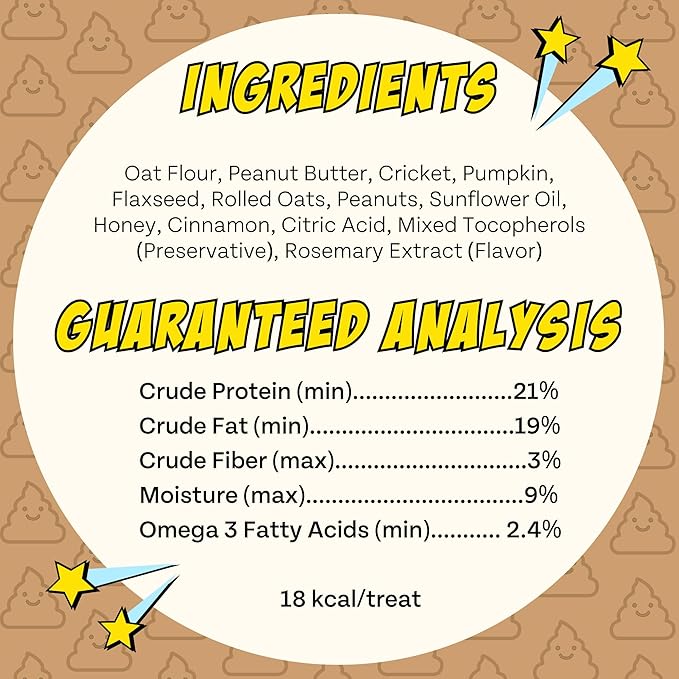 Peanut Butter Dog Biscuits, Pumpkin & Cricket Protein All Natural Dog Treats, Healthy Puppy Treats, Hypoallergenic, Gut Healthy, Sustainable Products, 2-Pack