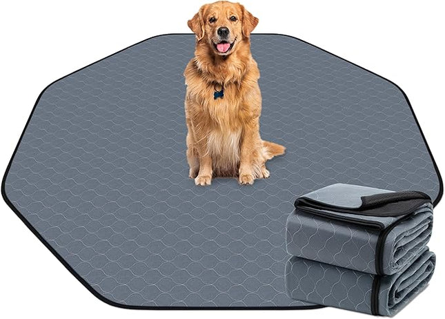 Washable Pee Pads for Dogs, 63'' Diagonal Octagon Puppy Pads, Designed for 24'' Width 8 Panels Dog Playpen, Non-Slip Whelping Pads with Super Absorbent, 2 Pack