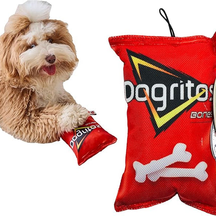 SPOT Fun Foods Dogritos Chips –Plush Squeaker Toy for Small and Medium Dogs, Interactive and Chew-Friendly with a Whimsical Doritos Design, 8-inch