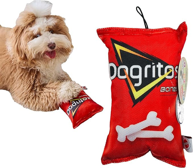 SPOT Fun Foods Dogritos Chips –Plush Squeaker Toy for Small and Medium Dogs, Interactive and Chew-Friendly with a Whimsical Doritos Design, 8-inch