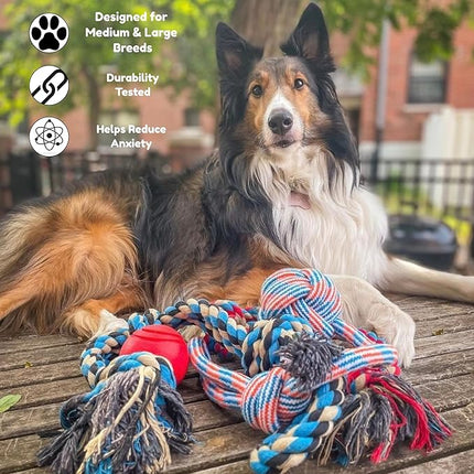 XL Dog Rope Toys for Aggressive CHEWERS - Large Dog Ball for Large and Medium Dogs - Benefits Non-Profit Dog Rescue - Large Floss Rope for Dogs Dental Health - 100% Cotton Rope Toy for Large Dogs