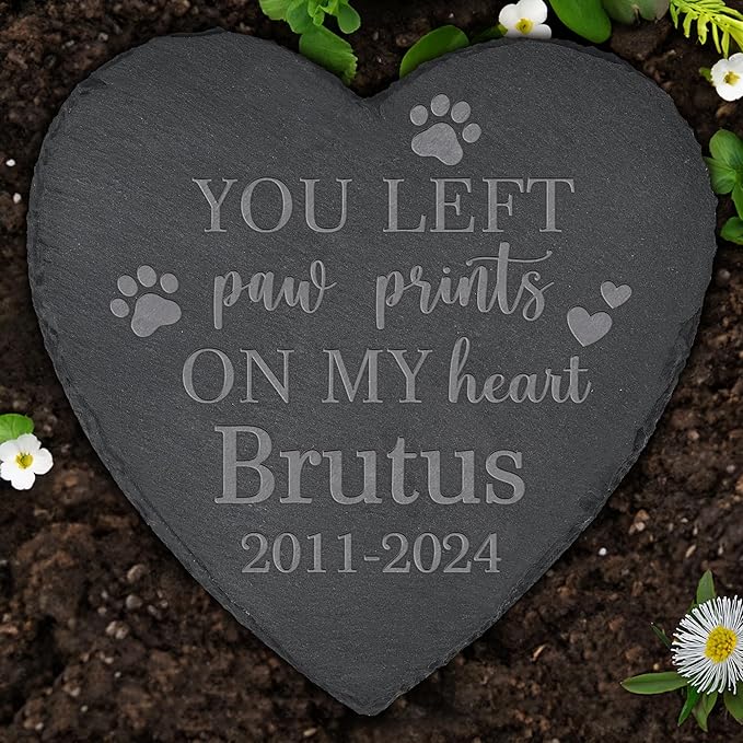 Pet Memorial Stone, Dog Memorial Stone, Dog Memorial Gifts for Loss of Dog, Pet Memorial Gifts, Pet Loss Sympathy Gift, Dog Bereavement Gifts, Dog Passing Away Gifts - You Left Paw Prints on My Heart