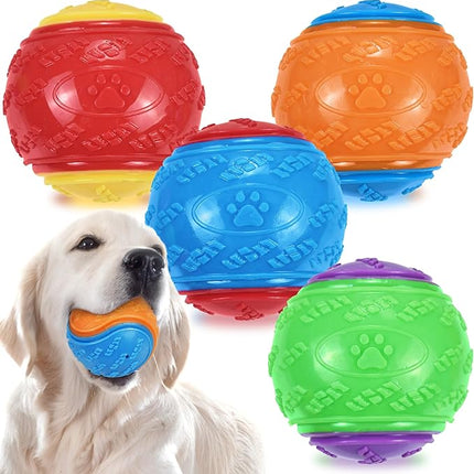 3.5in Squeaky Dog Balls Toys for Training, Dog Toys to Keep Them Busy, High Bouncy Balls for Interactive Playing, Great for Puppy Pet Teething and Chew 4Pcs