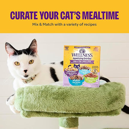 Wellness Appetizing Entrées Shredded Adult Wet Cat Food, Natural, Protein-Rich, Grain Free, 1.4 Ounce Pouch, 8 Pack (Chicken & Duck Recipe)