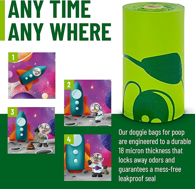 Dog Poop Bags – Extra Strong, Leak-Proof, Unscented, 360 Count (24 Rolls), 9x13 Inches, Corn Starch-Based