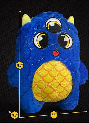 Bite Force - Durable & Strong Dog Toy Blue Furocious Frank Monster with Squeaker, Kevlar-Reinforced Seams for Aggressive chewers.