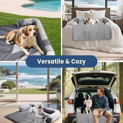Large Cooling Dog Bed – 41 x 37 inch Waterproof Couch Cover for Dogs Washable, Non-Slip Bottom, Self Cooling Mat for Dogs, Durable & Non-Gel, Dog Couch Bed for Sofa Floor Car, Cooling Grey