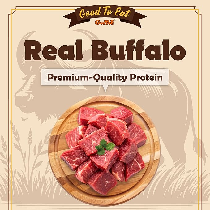 Gootoe Buffalo Dog Treats, Buffalo Bites Bone Shaped 1.5 lb Natural Low-Fat Chews for Training & Rewards, Limited Ingredient, Resealable Bag, Perfect for Small Dogs & Puppies