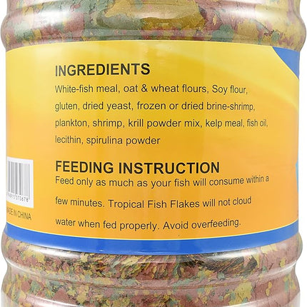 Color Enhancing Tropical Fish Food Flakes - 2.5lb Bulk Fish Food| Veteran Owned - Suitable for all Freshwater, Marine, Pond, And Goldfish | Nutritious Diet with Shrimp, Plankton, and Spirulina