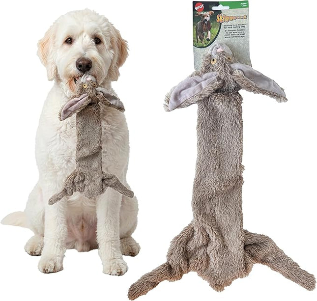 SPOT Skinneeez Rabbit 22 Inch Stuffing-Free Plush Dog Toy with Dual Squeakers – Long Interactive Chew Toy for Medium and Large Dogs – Mess-Free Play for Light & Moderate Chewers