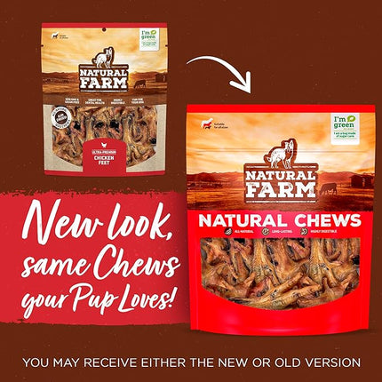 Natural Farm Nail-Free Chicken Feet Dog Treats (100 Pack), 100% Free-Range Air Dried Chicken Feet, No Nails, Fully Digestible, High Protein, Low Calorie, Joint Support, Single Ingredient