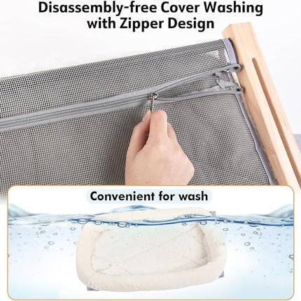 AMOSIJOY Cat Sill Window Perch Sturdy Hammock Window Seat with Cushion Cover, Wood & Metal Frame for Large Cats, Easy to Adjust Cat Bed for Windowsill, Bedside, Drawer and Cabinet (XL)