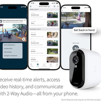 Arlo Essential XL Security Camera 2K | Indoor - Outdoor | 2nd Gen | 4X Longer Battery | Wire-Free with Spotlight, 2-Way Audio, Color Night Vision, Live Stream, Motion Activation, Notifications-White