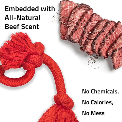 Playology Rope Toys for Dogs | Tug of War Dog Toy for Aggressive Chewers | Beef Scented Dog Toys | Mega Rope Toy for Interactive Play