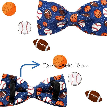 Elegant Little Tail Balls Print Dog Collar with Bow - Soft, Adjustable for Small to Large Dogs