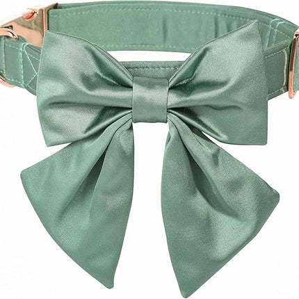 Lionet Paws Bowtie Dog Collar - Comfortable Silk Dog Collar with Detachable Bow Tie for Medium Dogs, Neck 13.5-22 Inches