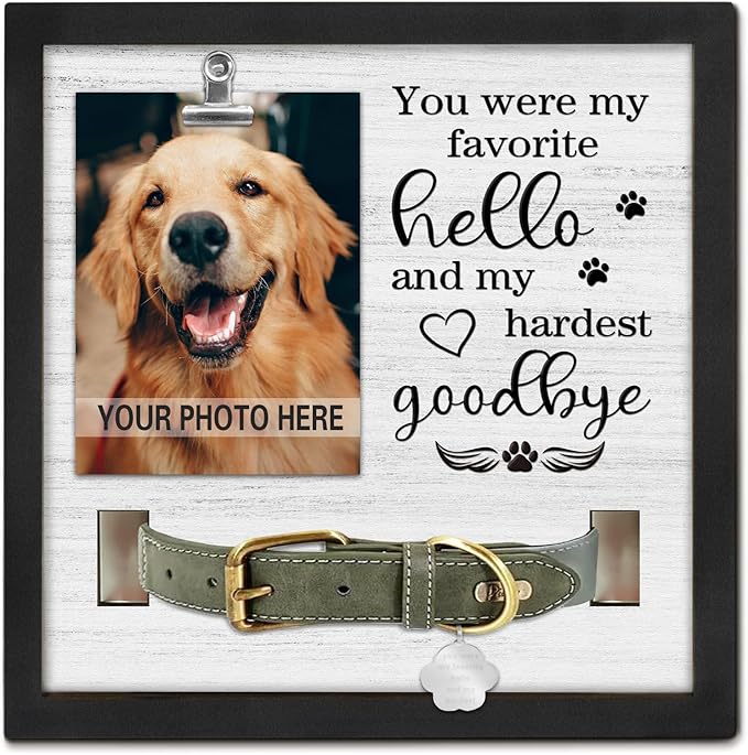 Dog Memorial Gifts for Loss of Dog, Loss of Dogs Sympathy Gift Pet Loss Sympathy Frame with Collar Holder, Pet Cat Remembrance Bereavement Gift