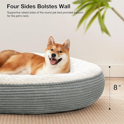 Love's cabin Round Donut Cat and Dog Cushion Bed, 36in Pet Bed for Cats or Small Dogs, Anti-Slip Water-Resistant Bottom, Super Soft Durable Fabric Pet beds, Washable Cat Dog Bed Stripe Grey