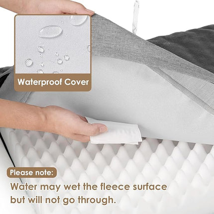 EHEYCIGA Waterproof Dog Bed Orthopedic 47"x29", Memory Foam Pet Bed for XXLarge Dog Bed, Washable Pet Mat with Removable Cover, Grey