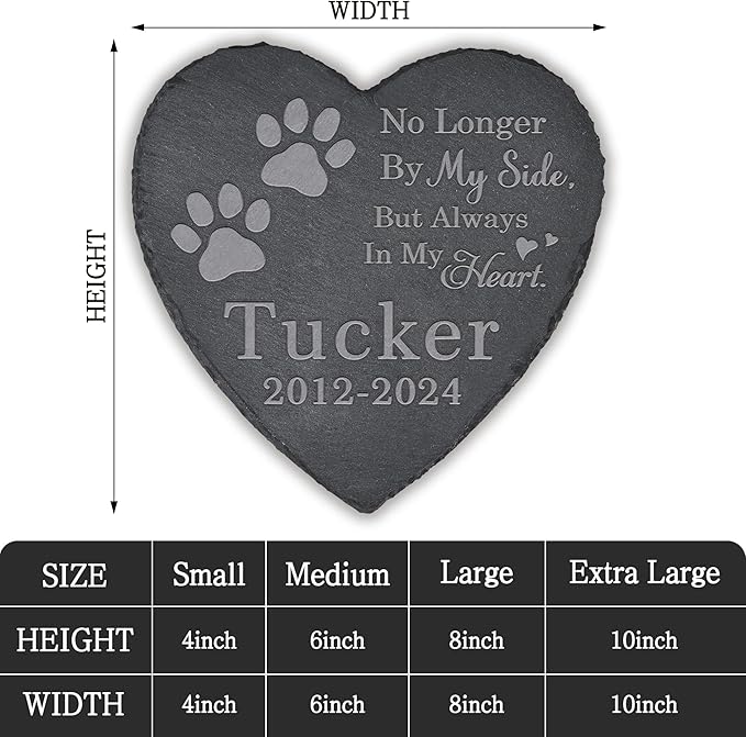 Pet Memorial Stone Pet Headstone - Pet Memorial Gifts - Loss of a Pet - Memorial Stone for Pet - Pet Loss Gifts (Heart-Shaped)