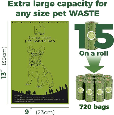 Biodegradable Dog Poop Bags 720 Count 48 Rolls, Leak Proof and Thicken Pet Poop Bag (Scented)