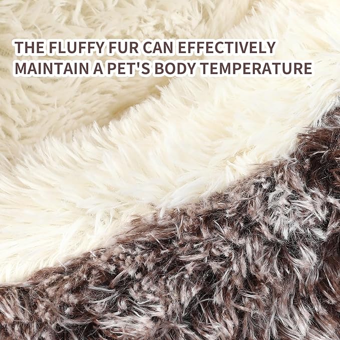 Dog Bed Round Hooded Plush Cat Cave Self Warming Pet Bed Donut Anti Anxiety Fluffy Pet Bed for Puppy and Kitty