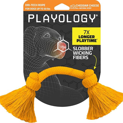 Playology Dog Toys | Dri-Tech Rope Toy Tug of War Rope for Aggressive Chewers | Medium Cheddar Cheese Scented Toy - Easy to Clean and Made from Non Toxic Materials