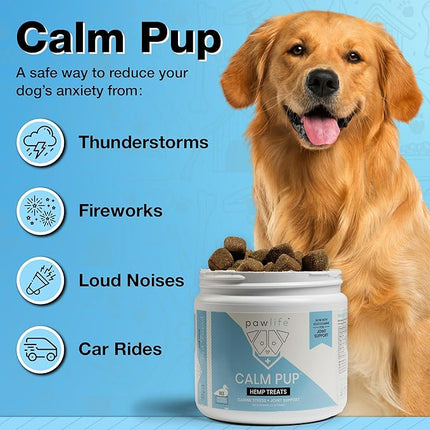 Calming Chews with Organic Hemp Oil| Dog Anxiety Relief & Travel Friendly| Glucosamine to Help with Join Support| 120 Soft Chews & up to 4-Month Supply