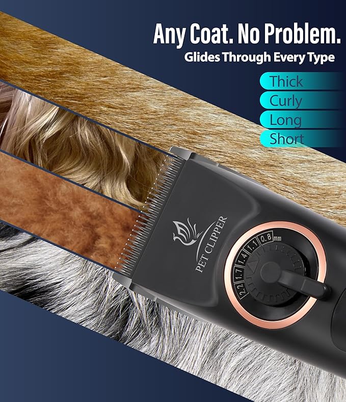 Professional Dog Grooming Clippers with 12H Runtime & Replaceable 440C Blade, 3-Speed Low Noise Electric Dog Shaver for Thick, Matted, Curly Hair, Cordless Clipper for Groomer & Home Use, Black