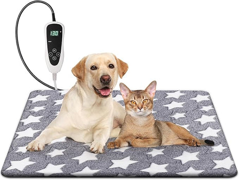 Cat Heating Pad, Waterproof Pet Heating Pad for Cats Dog Indoor, 11 Adjustable Temperature Cat Warming Bed Mat with Timer, Indoor Heated Bed with Chew Resistant Cord (L: 35'' L X 24'' W)