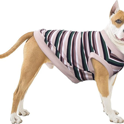 Large Dog Striped T Shirts Clothes Sleeveless Tank Top Vest for Pitbull Labrador, Yellow, 4X-Large