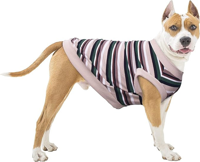 Large Dog Striped T Shirts Clothes Sleeveless Tank Top Vest for Pitbull Labrador, Yellow, 4X-Large