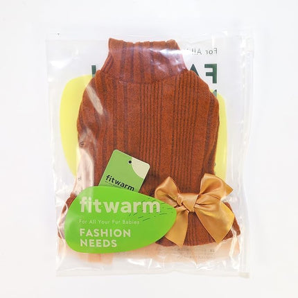 Fitwarm Knitted Dog Tulle Sweater Dress, Dog Winter Clothes for Small Dogs Girl, Cat Apparel, Orange, Medium