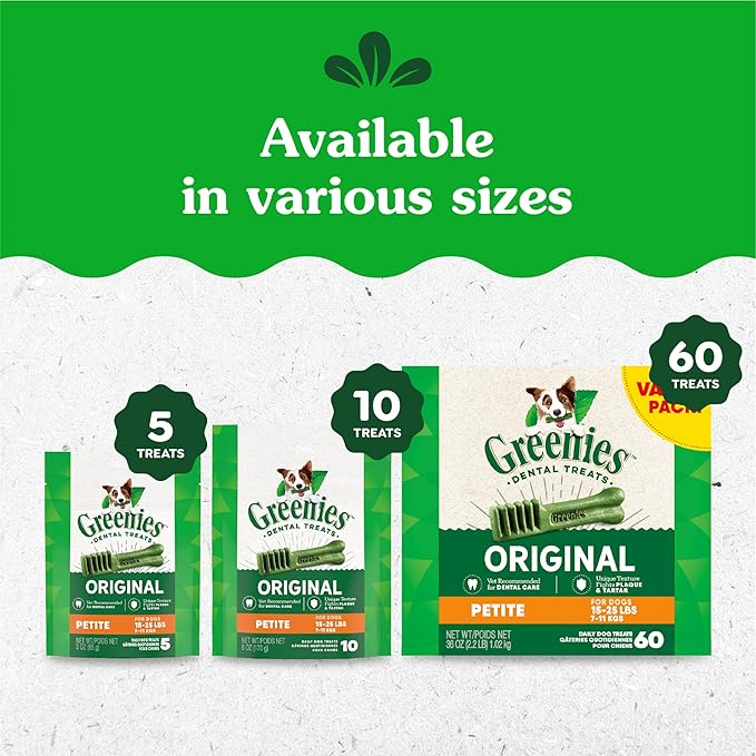 Greenies Original Petite Dental Dog Treats, 6 oz. Pack (10 Treats)