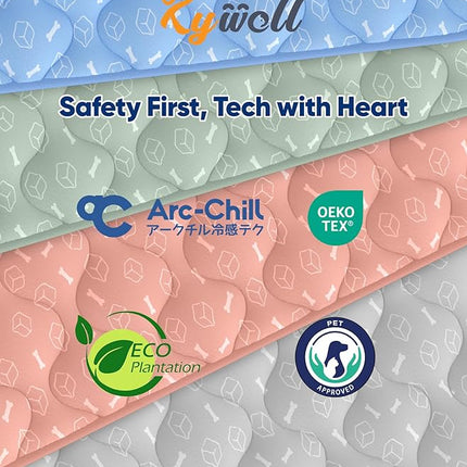 Rywell Dog Cooling Mat 2.0, Elegant Grey, 44 * 32 Thickened Cooling Pad for Extra Large Dogs, Internal Waterproof & Endothermic Color-Changing Arc-Chill Cool Fiber(Q-Max>0.5) for Summer