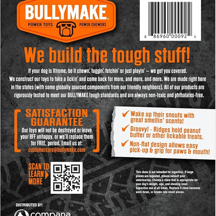 BULLYMAKE Red Tough Chew Steak Toy for Dogs, Durable Nylon Dog Toys for Aggressive Chewers, Dental Stimulating, Tough Chewers, Boredom Busting, Made in USA