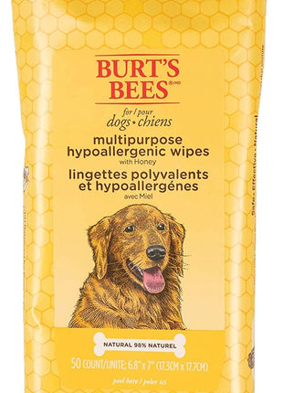 Burt's Bees for Pets Multipurpose Dog Wipes with Honey, 98% Natural Origin Formulas, Hypoallergenic Dogs Wipe, Canine Cleaning Sheets for Paws and Butt, 3 pk, 50ct