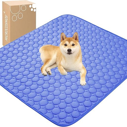 MICROCOSMOS Summer Cooling Mat & Sleeping Pad- Water Absorption Top, Materials Safe, Easy Carry, EZ Clean. Keep Cooling for Pets, Kids and Adults.(Navy Blue, 48" x48")