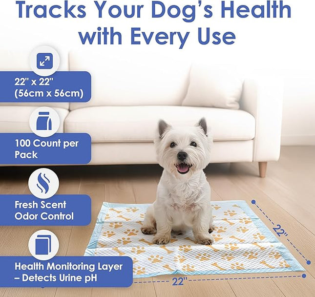 American Kennel Club Advanced Puppy Pads with Color-Changing Health+ Indicator and Ultra Absorbent Quick Dry Gel – 22''x22'' Leakproof Training Pads for Dogs – Fresh Scented – 100 Count